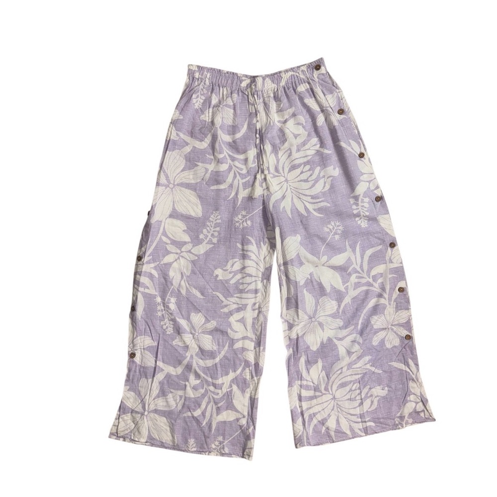 KIWI + PUNCH TROPICAL linen beach pants swimsuit coverup women’s size LARGE